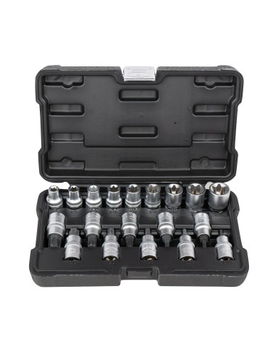 SET DE 19 VASOS Y PUNTAS TORX DE 1/2"
