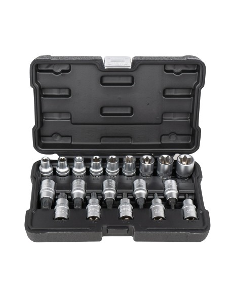 SET DE 19 VASOS Y PUNTAS TORX DE 1/2"