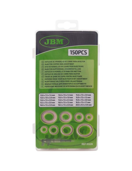 ESTUCHE DE ARANDELAS DE COBRE PARA INYECTOR 150PCS