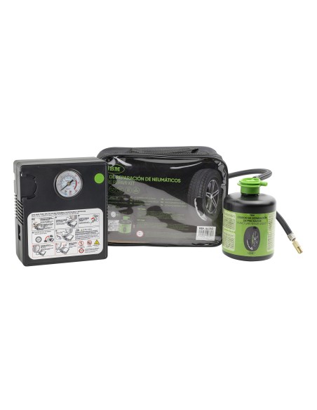 KIT SELLADOR DE PINCHAZOS - LÍQUIDO Y COMPRESOR DE AIRE