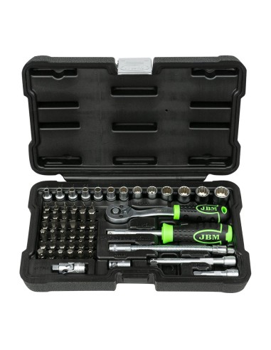 ESTUCHE DE HERRAMIENTAS DE 56 PIEZAS CON VASOS DE 12 CANTOS DE 1/4" CINCADO