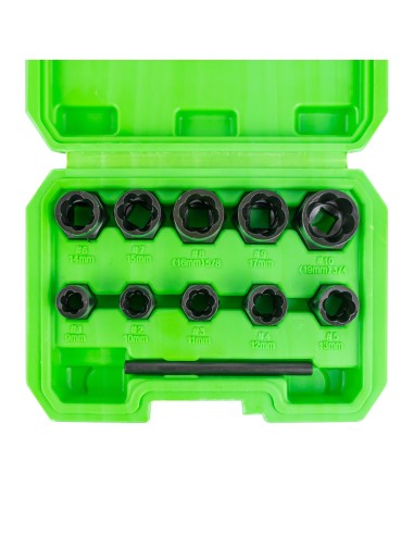 SET DE VASOS TWIST DE 3/8" PARA EXTRACCIÓN DE TUERCAS/TORNILLOS DE SEGURIDAD