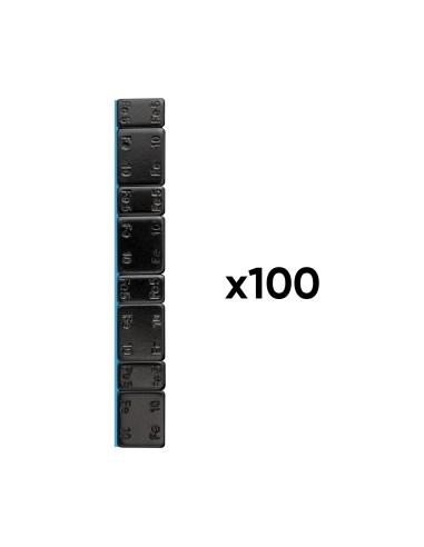CAJA DE 100 CONTRAPESAS ADHESIVAS DE HIERRO - 60GR. (4X10G + 4X5G) - NEGRO