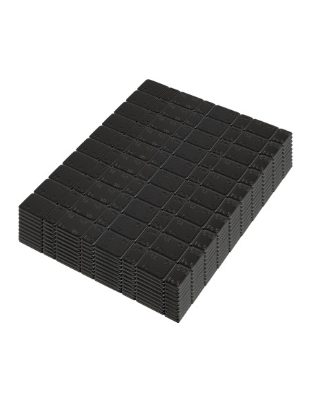 CAJA DE 100 CONTRAPESAS ADHESIVAS DE HIERRO - 60GR. (4X10G + 4X5G) - NEGRO