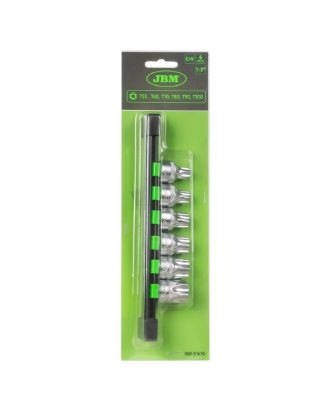 JUEGO DE 6 PUNTAS TORX INVIOLABLE CON VASO DE 1/2"