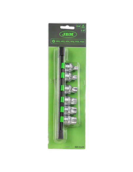JUEGO DE 6 DE PUNTAS XZN DE 12 DIENTES INVIOLABLE CON VASO DE 1/2"