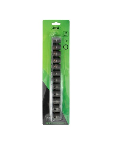 SET DE 12 VASOS DE IMPACTO HEXAGONALES DE PERFIL BAJO DE 1/2"