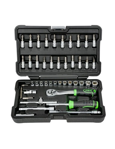 ESTUCHE DE HERRAMIENTAS DE 46 PIEZAS CON VASOS HEXAGONALES DE 1/4" CINCADO