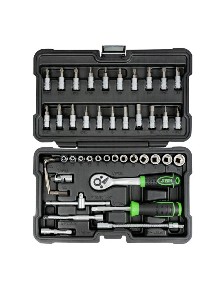 ESTUCHE DE HERRAMIENTAS DE 46 PIEZAS CON VASOS HEXAGONALES DE 1/4" CINCADO