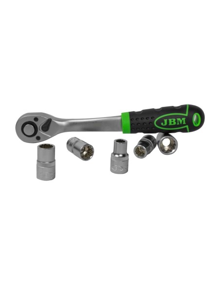 CARRACA DE 1/2" CON CABEZAL CON 72 DIENTES 255MM Y VASOS DE 12 CANTOS