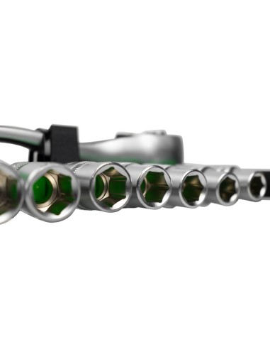 CARRACA DE 1/2" CON CABEZAL CON 72 DIENTES 255MM Y VASOS HEXAGONALES