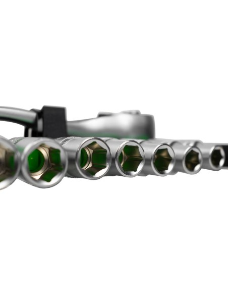 CARRACA DE 1/2" CON CABEZAL CON 72 DIENTES 255MM Y VASOS HEXAGONALES