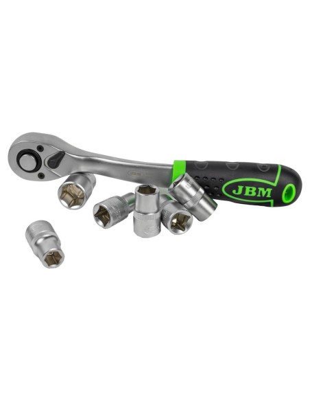 CARRACA DE 1/2" CON CABEZAL CON 72 DIENTES 255MM Y VASOS HEXAGONALES