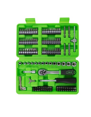 ESTUCHE DE HERRAMIENTAS DE 130 PIEZAS CON VASOS Y PUNTAS DE 1/4" CINCADO