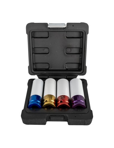 SET DE 4 VASOS DE IMPACTO DE 1/2" ESPECIAL EXTRACCIÓN RUEDAS