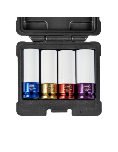 SET DE 4 VASOS DE IMPACTO DE 1/2" ESPECIAL EXTRACCIÓN RUEDAS