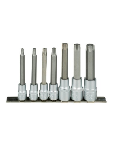 JUEGO DE 7 PUNTAS TORX CON VASO DE 3/8 Y 1/2"