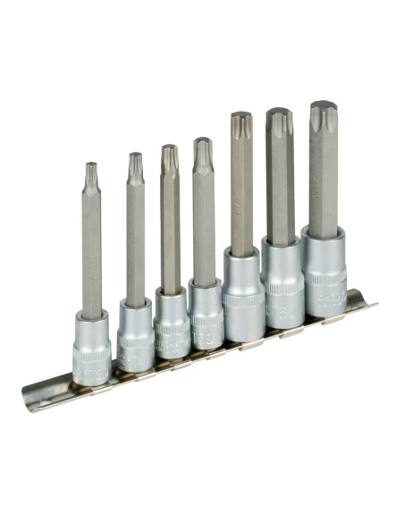 JUEGO DE 7 PUNTAS TORX CON VASO DE 3/8 Y 1/2"