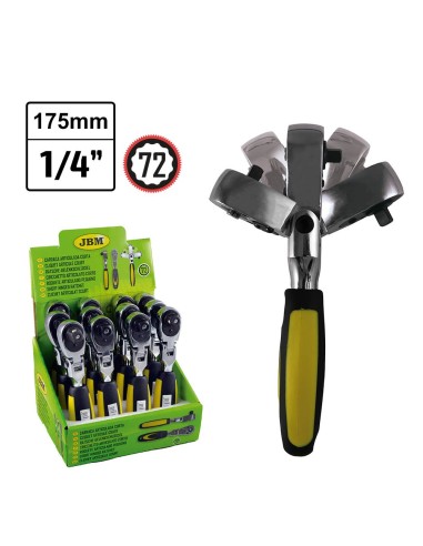 CARRACA DE 1/4" ARTICULADA CON CABEZAL DE 72 DIENTES 165MM
