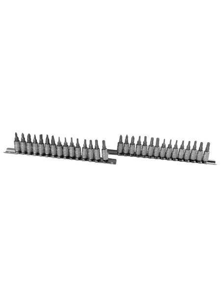 JUEGO DE 30 PUNTAS PHILIPS, PLANA, ALLEN, TORX, TORX INVIOLABLE CON VASO DE 1/4"