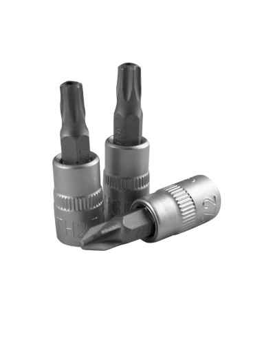 JUEGO DE 30 PUNTAS PHILIPS, PLANA, ALLEN, TORX, TORX INVIOLABLE CON VASO DE 1/4"