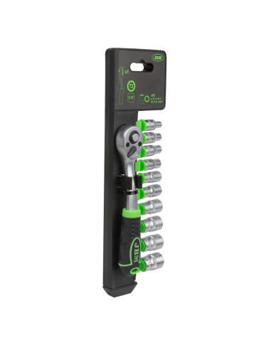 CARRACA DE 1/4" CON CABEZAL CON 72 DIENTES 145MM Y VASOS HEXAGONALES