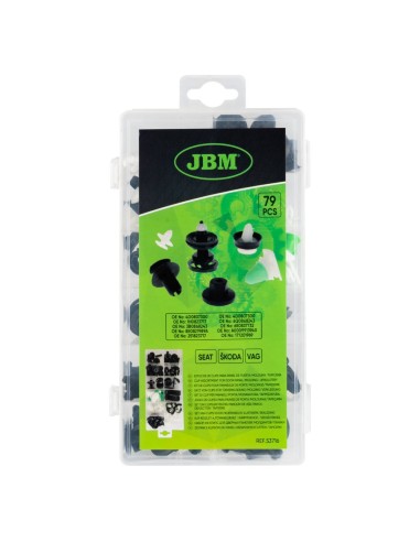 ESTUCHE DE CLIPS VAG/SEAT/SKODA PARA PANEL DE PUERTA/MOLDURA/TAPICERÍA 79PCS