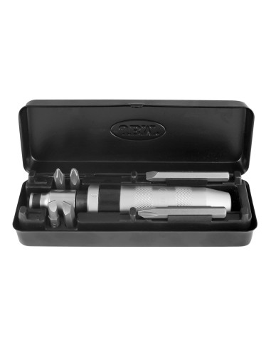 ESTUCHE METÁLICO CON DESTORNILLADOR DE IMPACTO DE 1/2" Y JUEGO DE 6 PUNTAS