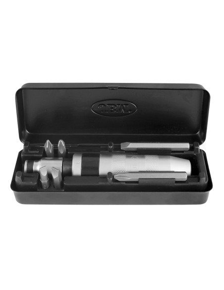 ESTUCHE METÁLICO CON DESTORNILLADOR DE IMPACTO DE 1/2" Y JUEGO DE 6 PUNTAS