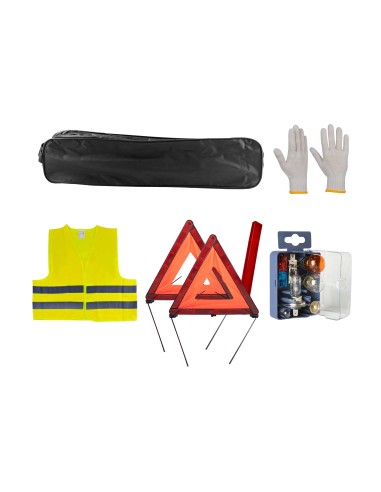 KIT EMERGENCIA BOLSA NEGRA + MK H7+H1 + CHALECO + TRIANG. + GUANTES