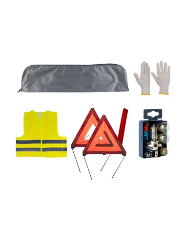 KIT EMERGENCIA BOLSA GRIS + MK H4 + CHALECO + TRIANG. + GUANTES