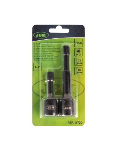 1/2" VASOS DE IMPACTO ESPECIAL PARA TORNILLOS SPLINE (XZN) M12 2/PCS