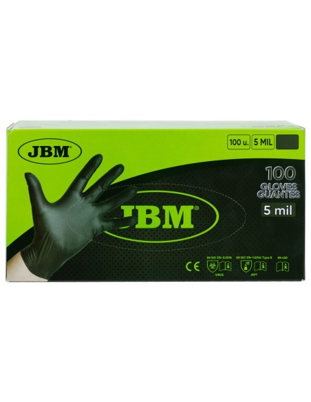 GUANTES NEGROS DESECHABLES DE NITRILO T:L 5MIL