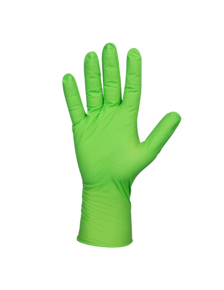 GUANTES VERDES DESECHABLES DE NITRILO T:M 7,0MIL (100 UDS.) TEXTURA DIAMANTE