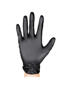 GUANTES NEGROS DESECHABLES DE NITRILO T:L 7,0MIL (100 UDS.) TEXTURA DIAMANTE