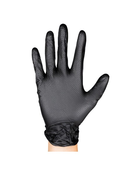 GUANTES NEGROS DESECHABLES DE NITRILO T:M 7,0MIL (100 UDS.) TEXTURA DIAMANTE