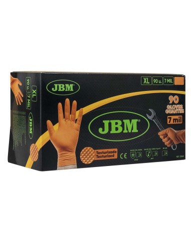 GUANTES NARANJAS DESECHABLES DE NITRILO T:XL 7,0MIL (100 UDS.) TEXTURA DIAMANTE