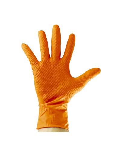 GUANTES NARANJAS DESECHABLES DE NITRILO T:L 7,0MIL (100 UDS.) TEXTURA DIAMANTE