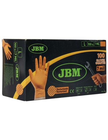 GUANTES NARANJAS DESECHABLES DE NITRILO T:L 7,0MIL (100 UDS.) TEXTURA DIAMANTE