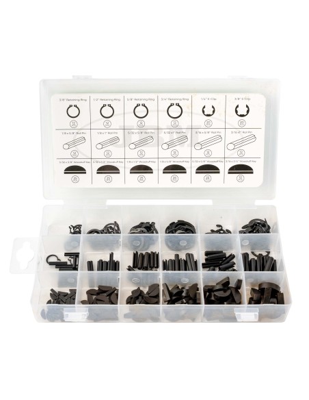 ESTUCHE DE CLIPS, SEEGERS, CHAVETAS Y PASADORES 295PCS