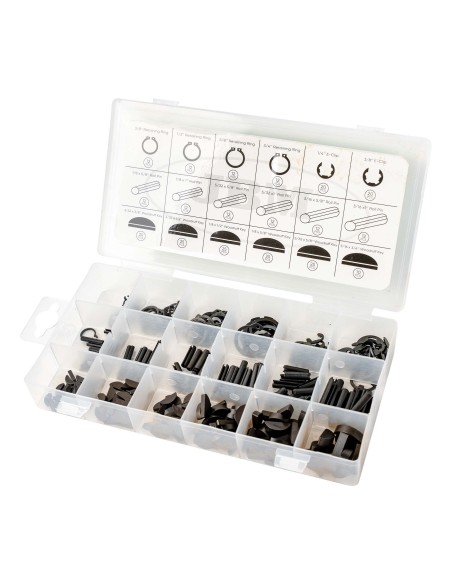 ESTUCHE DE CLIPS, SEEGERS, CHAVETAS Y PASADORES 295PCS