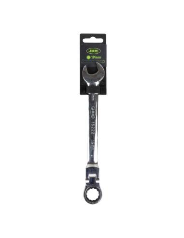 LLAVE COMBINADA ARTICULADA CON TRINQUETE 19MM - ACABADO BRILLANTE