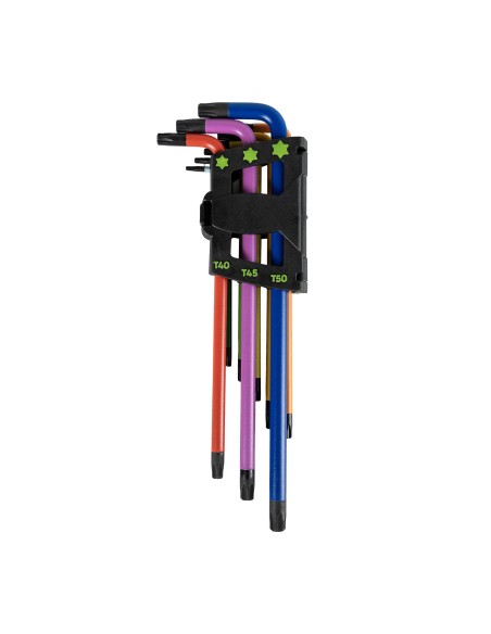 SET DE 9 LLAVES TORX DE COLORES EXTRALARGAS