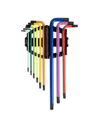 SET DE 9 LLAVES TORX DE COLORES EXTRALARGAS
