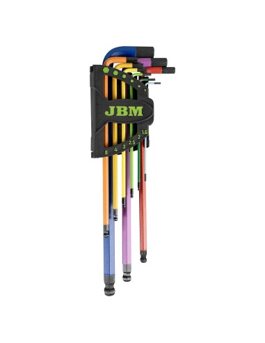 SET DE 9 LLAVES ALLEN DE COLORES CON PUNTA REDONDA EXTRALARGAS