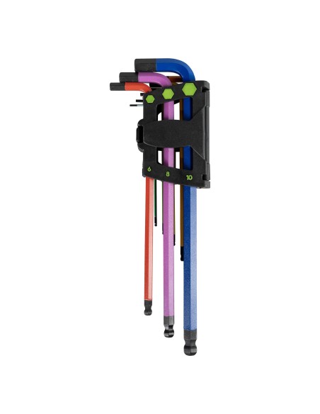 SET DE 9 LLAVES ALLEN DE COLORES CON PUNTA REDONDA EXTRALARGAS