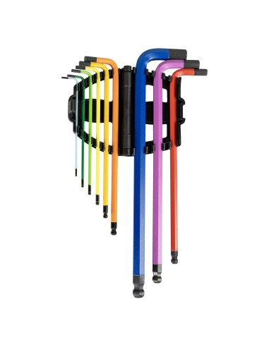 SET DE 9 LLAVES ALLEN DE COLORES CON PUNTA REDONDA EXTRALARGAS