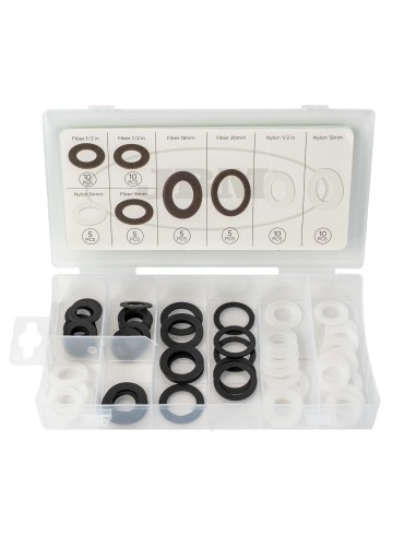 ESTUCHE DE ARANDELAS DE FIBRA Y NYLON 60PCS