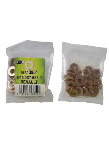 BOLSA DE 30 ARANDELAS DE COBRE PARA INYECTORES - Ø15.0X7.5X3.0 - RENAULT (REF. 53464)
