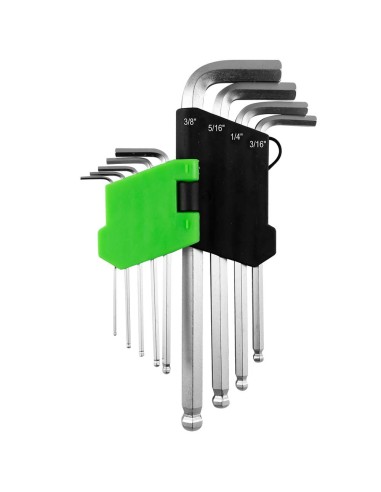SET DE 9 LLAVES ALLEN CON PUNTA REDONDA EN PULGADA